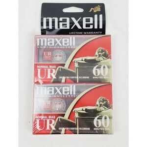 2-Pack MAXELL UR Normal Bias 60 Minute Blank Cassette Tapes SEALED NEW!